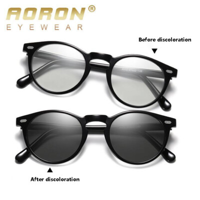 TR90 Photochromic Polarized Sunglasses Women Round Frame Outdoor Driving Glasses