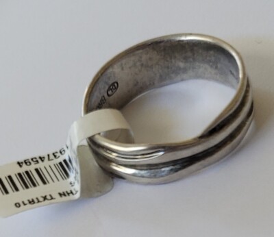 Mens Ring Textured Thin Band SP BRS Size 10.5 Wedding Fashion