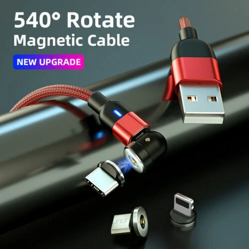 540° Rotate Magnetic Charger Cable Phone Fast Charging with Type C Micro USB IOS - Image 3 of 4