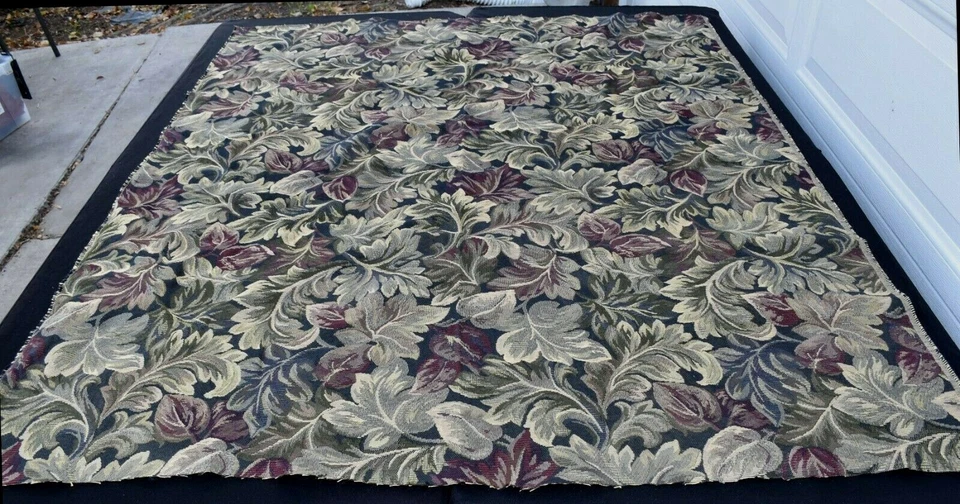 Tapestry Burgundy Gold Green Leaves Thick Upholstery Fabric 54" x 1 Yd 29" New - Image 4 of 4