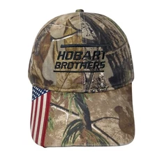 Hobart Brothers USA Flag Slideback Hat Camouflage OS Patriotic Outdoor Cap