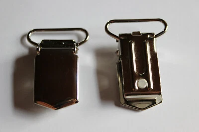 MARKENLOS Hosenträger-Clips, silber, Metall, Größe: ca. 41 x 19 mm - Ausführung: stark