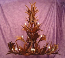 CAST ANTLER 21 LIGHT ELK/FALLOW  CHANDELIER , Rustic Deer Light, LR23
