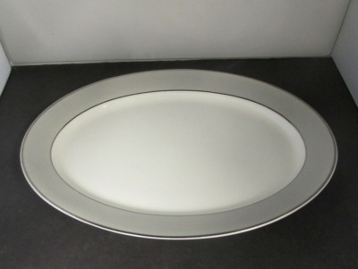 PATTERN DEBUTANTE GRAY  BY SYRACUSE CHINA 14- 1/8 INCH OVAL PLATTER