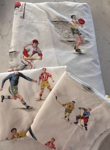 Pine Cone Hill~Sports Theme~Full/Queen Duvet Cover~2 Euro Shams~100% Cotton~EUC