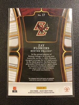 2023 Panini Select Draft Picks Zay Flowers #17 Base Concourse Blue
