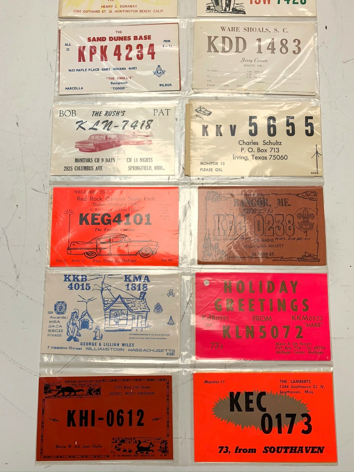 20 QSL Vintage Citizen Broadcast CB Radio Cards Southern US Ready to