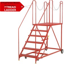 Image of 7 Tread Wide Truck Dock Loading Stairs Non Slip Platform Vehicle Step Ladder