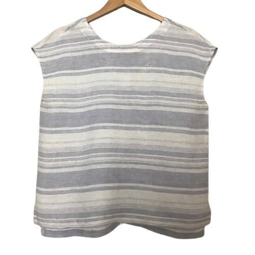 Linen Blue \u0026 White Striped Cap Sleeve 