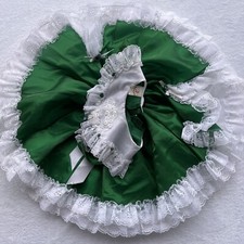 Vintage Girls Pageant Dress Ruffles Lace Full Circle Green White USA Size 4