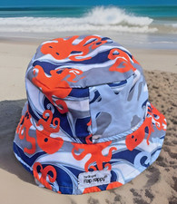 Toddler Infant Beach Bucket Hat Original Flap Happy Colorful Octopus