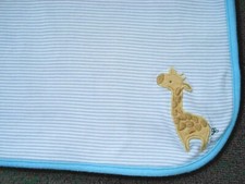 Carter's Just One You Gray White Striped Giraffe Elephant Print Infant Blanket