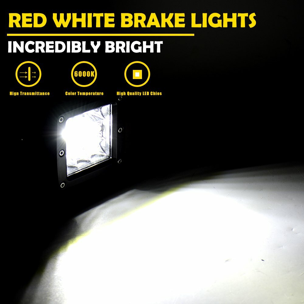 Waywe LED Cubes 2PCS 3Inch 42W LED Pods Driving Lights Spot Flood Offroad LED Work Light Fog Lights Boat Light with Wiring Harness Kit for Pickup