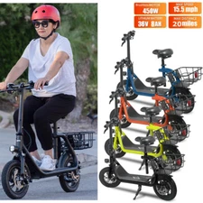 450W Folding Electric Seated Scooter Long Range Adults E-Scooter Urban Commuter