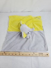 OKIE DOKIE Hugs Elephant Security Blanket Lovey rattle Gray Yellow 14"