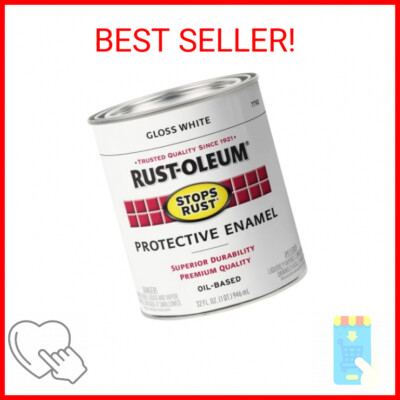 Rust-Oleum 7792502 Stops Rust Brush On Paint, Quart, Gloss White, 1 Quarts (Pack