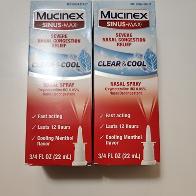 Mucinex Sinus Max Decongestant Clear Cool Nasal Spray 0.75 x2 Exp 2027+