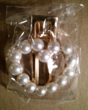 Brand New Faux White Pearl Beaded Heart Outline Gold Tone Hair Clip 1.5" X 2.0"