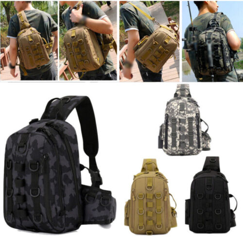 Tactical Camping Hiking Fishing Backpack Shoulder Pack Outdoor Sling Chest Bag - Picture 1 of 14