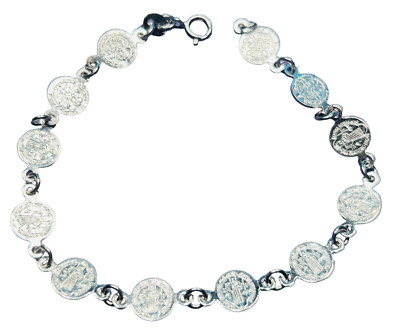 San Benito St. Benedict Link Bracelet Taxco Mexico 925 Sterling Silver 7.25 B15