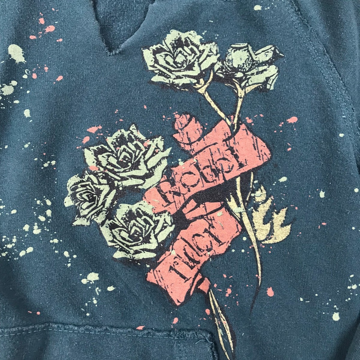 Vintage Y2K Gadzooks Hoodie Womens XS Blue Rose Robot Rider
