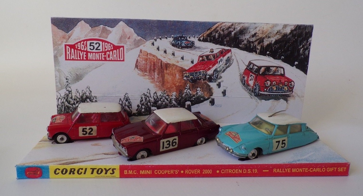 Corgi Toys Gift Set 38 Rallye Monte-Carlo, Mini Cooper S Rover 2000 Citroen GS38 Corgi Toys Gift Set 38 Rallye Monte-Carlo, Mini Cooper S Rover 2000 Citroen GS38