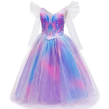 Kids Wicked Cosplay Costume Glinda Girls Purple TUTU Dress Gift