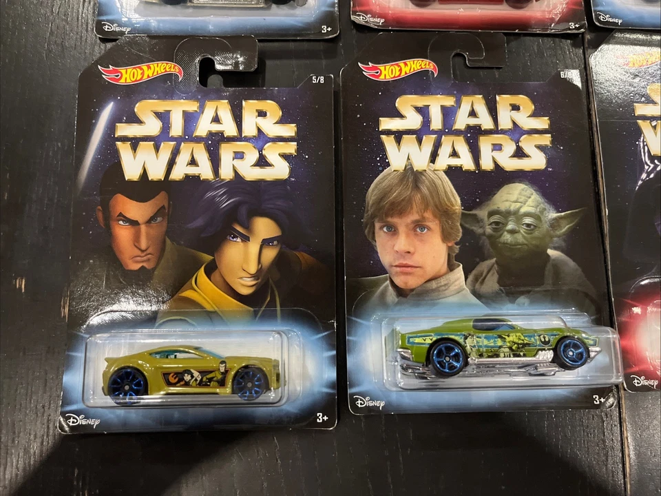 Juego completo de 8 Star Wars Hot Wheels. Yoda Obi Wan Darth Maul Vader Kylo 2017 Foto 4 de 4