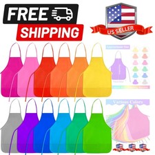 Kids Painting Aprons 12 Pieces 12 Colors Kid Art Apron with 2 Roomy Pockets K...