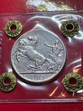 Regno Italia 1928 lire 10 biga Argento BB+ periziata