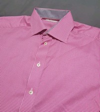 Eton modernes rosa Langarm Mikro Karo Kleid Hemd Größe 16 41