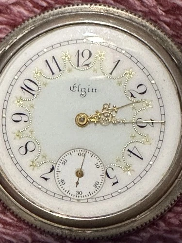 Antique Elgin Silver Pocket Watch,Parts,Fast Shipping