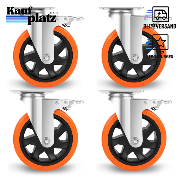 Schwerlastrollen 150Mm 1000KG Tragkraft Mit Bremse Doppelverriegelung-image