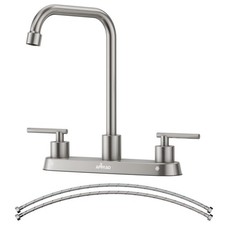 2 Handle Kitchen Faucet 3 Hole, 304 Stainless Steel, Brushed Nickel