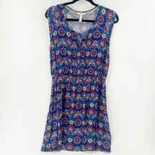 ✅ Matilda Jane Splendid Dress Colorful Floral Print Cap Sleeve Mini Dress LARGE