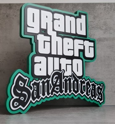 GTA San Andreas 3D Logo - Gaming Deko & Setup - Rockstar Games Relief Plakette