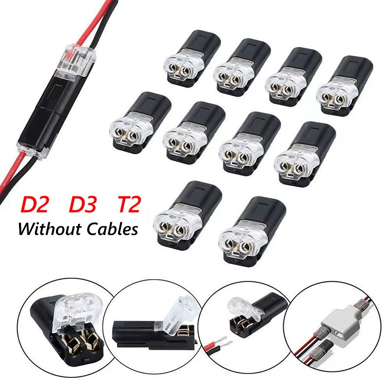 Conectores de cable enchufables de 2/3 pines empalme rápido cable eléctrico terminal de prensado