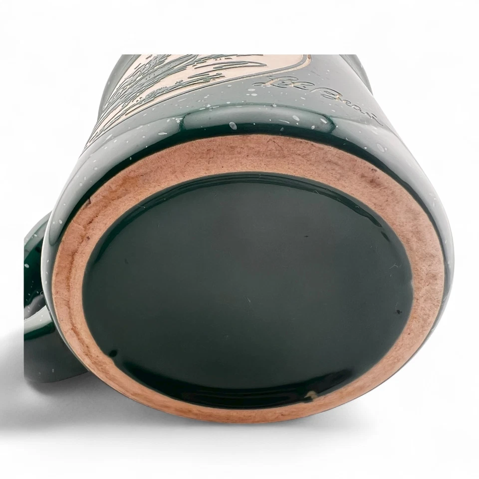 LL Bean Ceramic Stoneware Mug 16 Oz Green Speckled Large Coffee Cup Outdoor Logo - Image 2 of 4