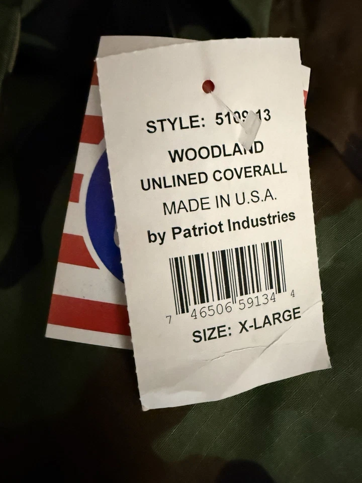 NWT Vintage Patriot industries Men’s XL Camo Coverall Long Sleeve-Made In USA - Image 3 of 4