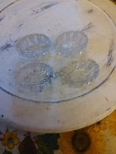 Vintage Crystal Salt Cellars Multifaceted, Set Of 4