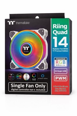 Thermaltake Riing Quad 140mm RGB PWM White PC Case Fan TT Premium
