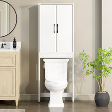Over The Toilet Bathroom Storage Cabinet Organizer Shelf Space Saver White NEW