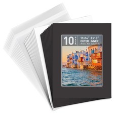 Golden State Art 10-Pack 11x14 Black Picture Mat Kit for 8x10 Photo
