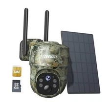  Solar Trail Camera 4G LTE, 2K PTZ Cellular Game Camera with 360° Gamouflaged