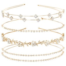 Jaciya Gold Bridal Headband Rhinestone Headbands Crystal Crown Head Band