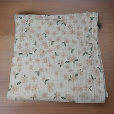 Pottery Barn Kids Baby Blanket Swaddle Neutral Flowers Muslin PBK Large 47  x47"