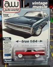 2025 Auto World Ultra Red Chase 1970 Plymouth Sport Fury GT 1/64  64512 AWSP192