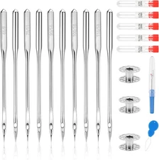 Hoiny 100 Pcs Universal Sewing Machine Needles, 5 Size Needles with Bobbin,... 