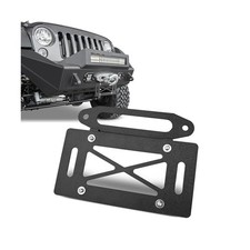 Hawse Fairlead License Plate Mount, 10 Inch Winch Mounting Bracket, Black Alu...