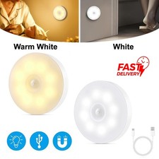 Motion Sensor Light USB Wireless PIR Battery Wall Cabinet Stair Night Lamp 8 LED